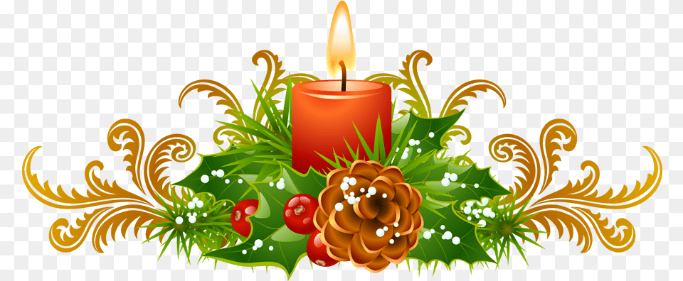 Clipart Candle Border Transparent Christmas Candles Clip Art, Floral Design, Graphics, Pattern Free Png Download