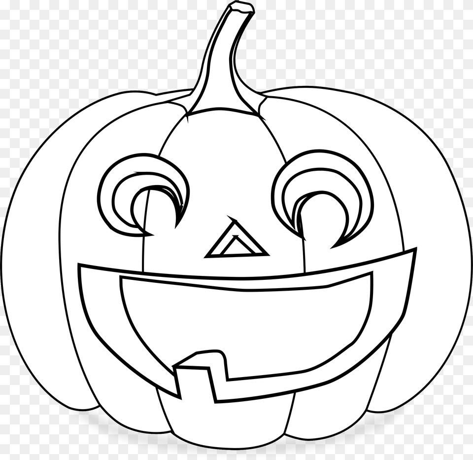 Clipart Cartoon Black And White Jack O Lantern, Festival, Food, Plant, Produce Png