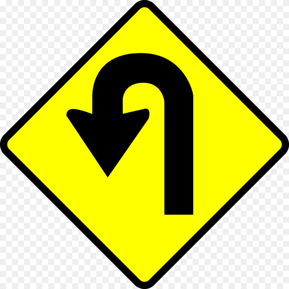 Clipart Caution U Turn U Turn Sign Clipart, Symbol, Road Sign Png Image