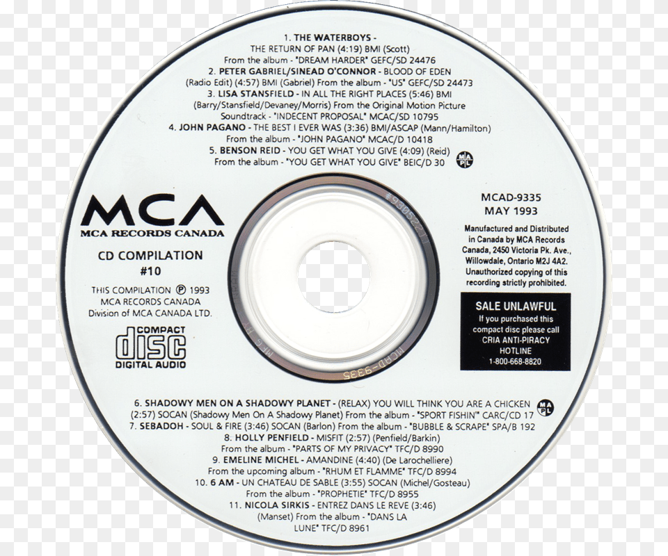 Clipart Cds For Sale Label Cd Mca Records, Disk, Dvd Free Png Download