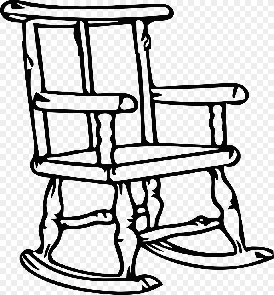 Clipart Chair Outline Rocking Chair Clipart Black And White, Furniture, Rocking Chair Free Png Download