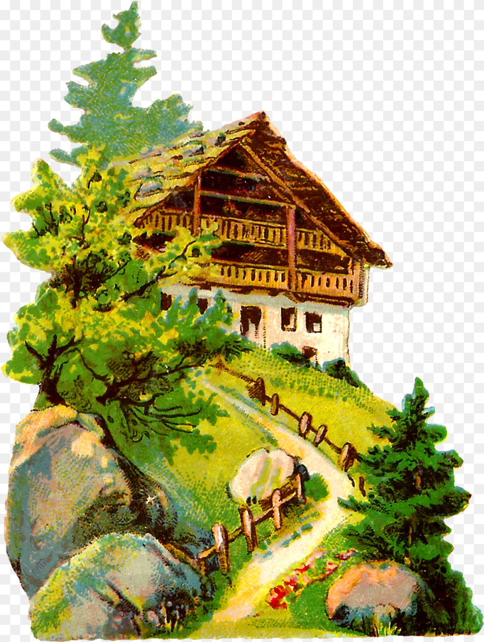 Clipart Chalet Graphic Royalty Stock Antique Images Clipart Chalet, Architecture, Rural, Outdoors, Nature Free Png Download