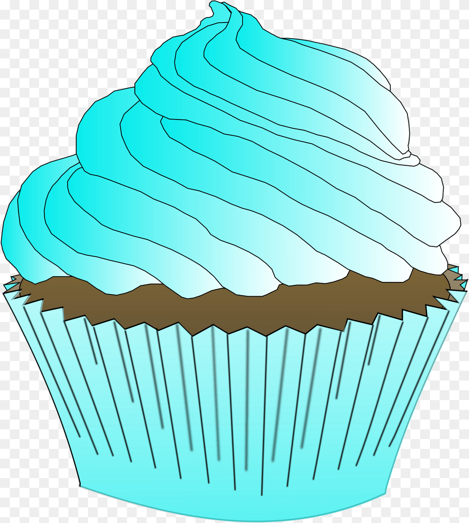 Clipart Chocolate Teal Cupcake Cupcake, Cake, Cream, Dessert, Food Free Png