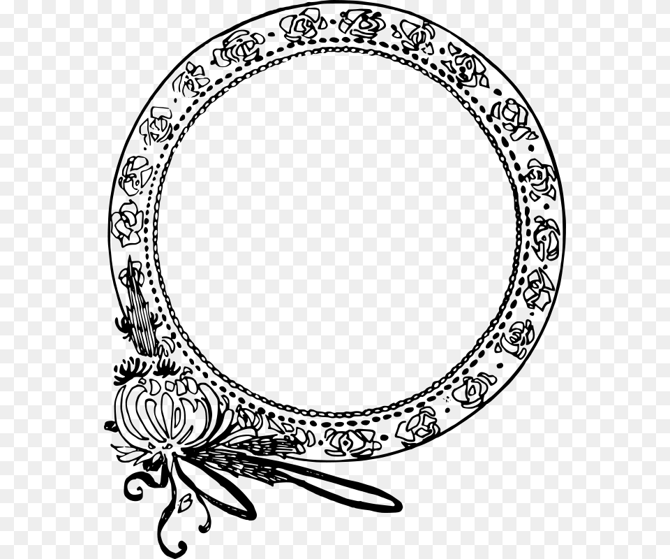 Clipart Circle Flower Frame, Gray Free Transparent Png