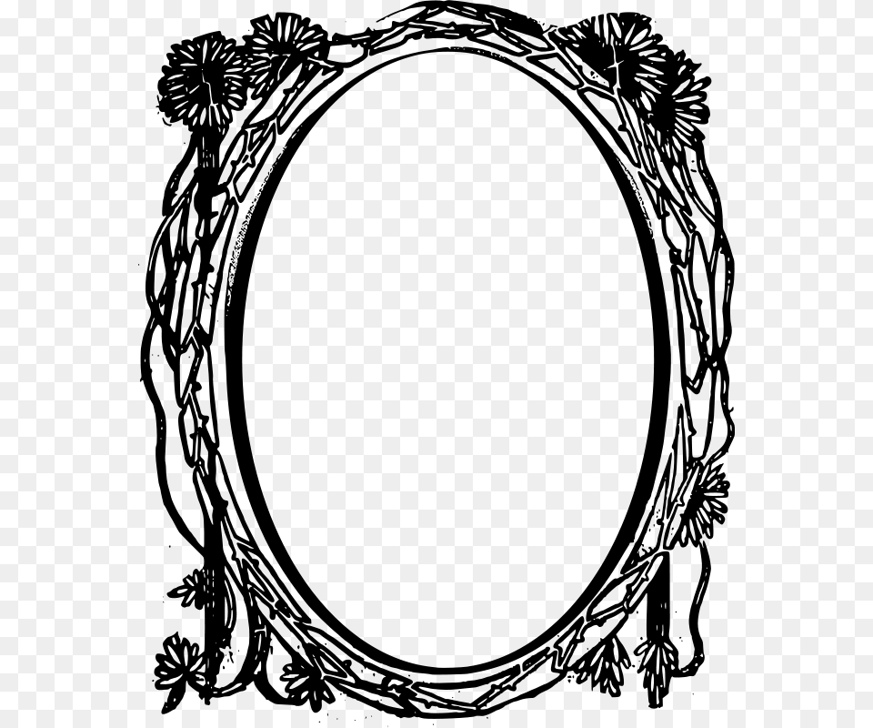 Clipart Circle Frame Flowers, Gray Png Image