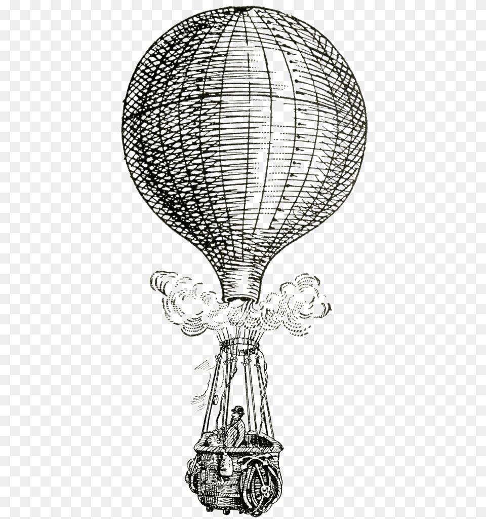 Clipart Clip Art Transportation Drawing Vintage Hot Air Balloon, Lamp, Aircraft, Vehicle, Chandelier Png Image