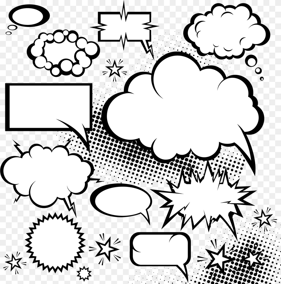 Clipart Cloud Comic Book Bubbles Comics, Stencil, Art, Graphics, Logo Free Png