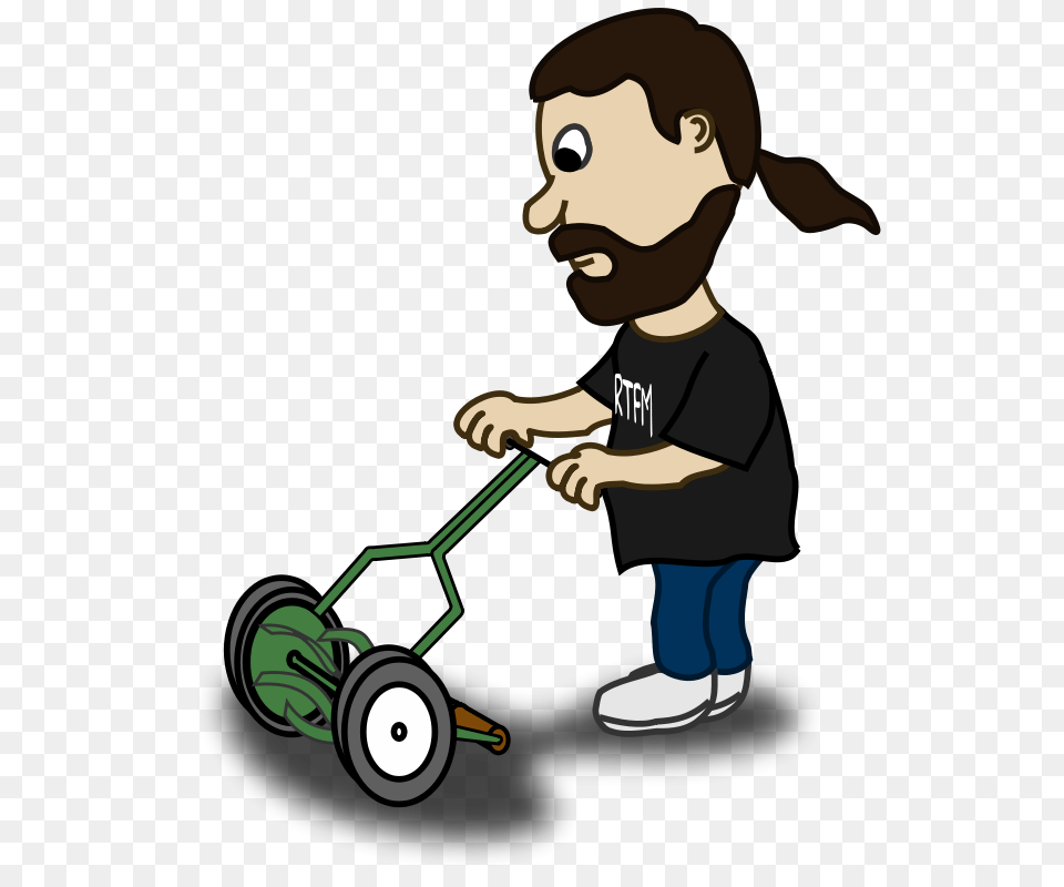 Clipart Comic Characters Guy Pushing Reel Mower Bnielsen, Lawn, Plant, Grass, Person Free Transparent Png