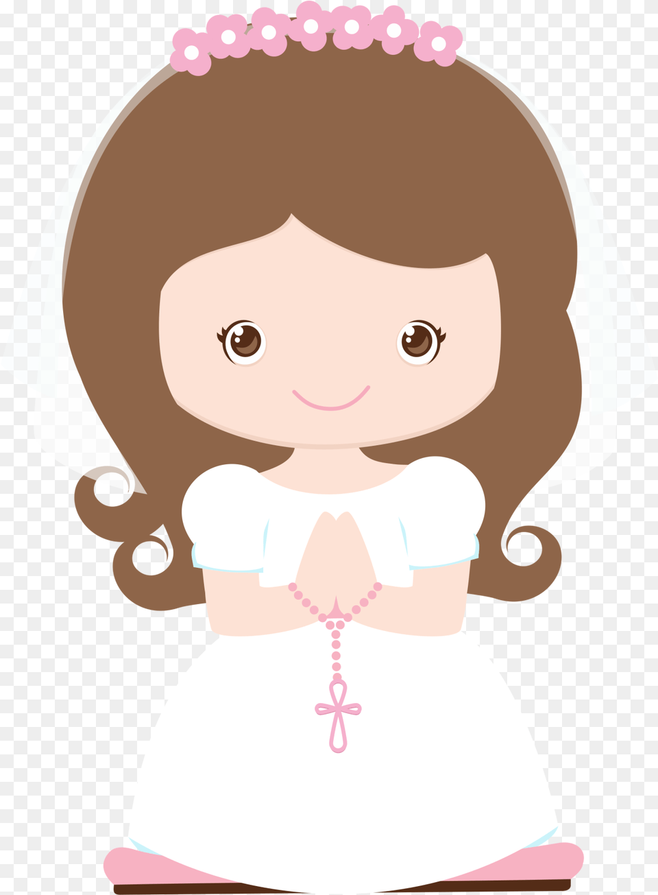 Clipart Communion Girl Wave Hair 2 Image De Primera Comunion, Baby, Person, Toy, Doll Free Png Download