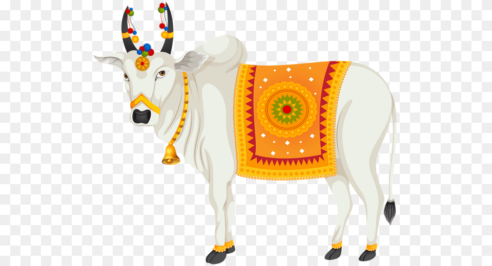 Clipart Cow Cow Indian Krishna With Cow, Animal, Bull, Cattle, Livestock Free Png Download