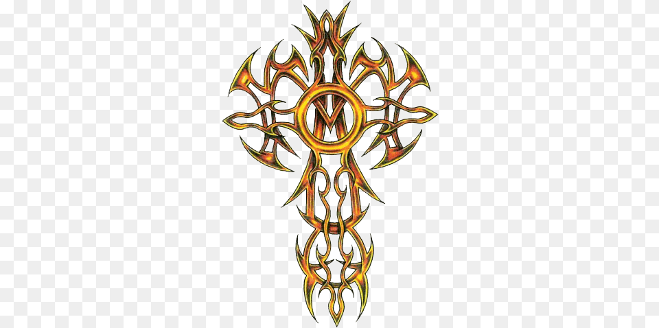 Clipart Cross Tattoos Photo Tribal Cross Background, Symbol, Weapon, Emblem, Trident Free Transparent Png