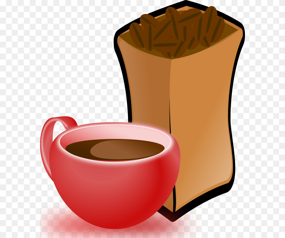 Clipart Cup Of Coffee With Sack Of Coffee Beans Momoko, Beverage, Chocolate, Dessert, Food Free Png