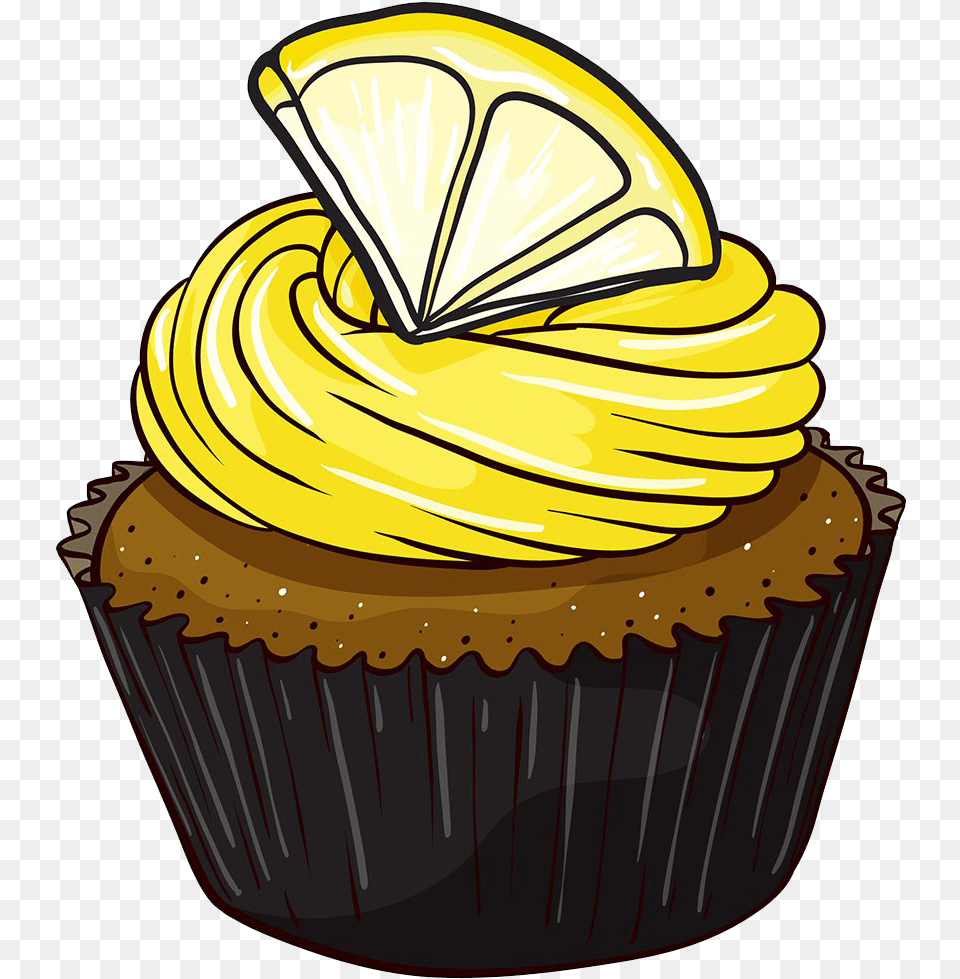 Clipart Cupcake Fruit Cupcake Lemon, Cake, Cream, Dessert, Food Free Png Download