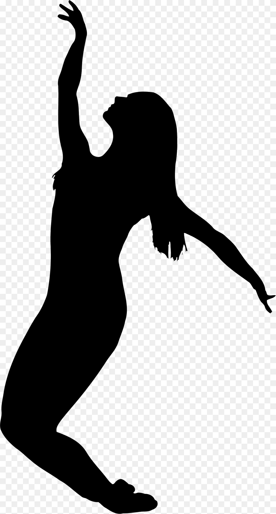 Clipart Dancer Silhouette Silhouette Fille Qui Saute, Gray Png