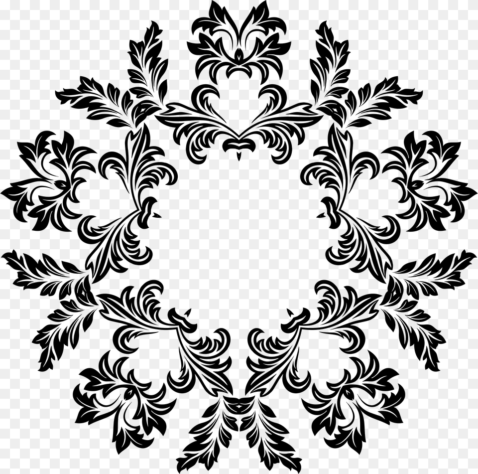 Clipart Decorative Floral Design Black Colour Flower Design, Gray Free Transparent Png