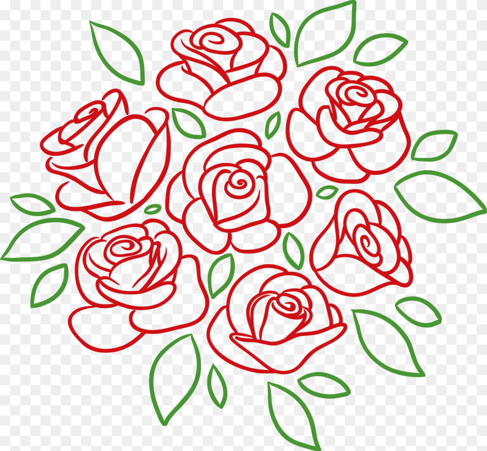Clipart Design Drawing Of A Bouquet Of Roses, Art, Embroidery, Floral Design, Graphics Free Png