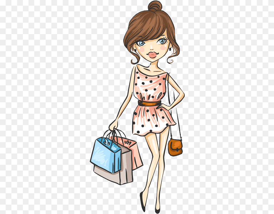 Clipart Download Clip Art Portfolio Categories Designshop Cute Girl Shopping Cartoon, Accessories, Handbag, Bag, Person Png