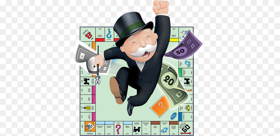 Clipart Download Monopoly Drawing Banker Hasbro Monopoly Replacement Board, Baby, Person, Qr Code, Game Png Image