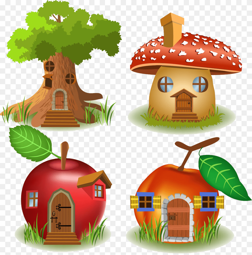 Clipart Fairy Apple Tree Banner Royalty Library Fruit House Drawing, Architecture, Building, Outdoors, Shelter Free Png Download