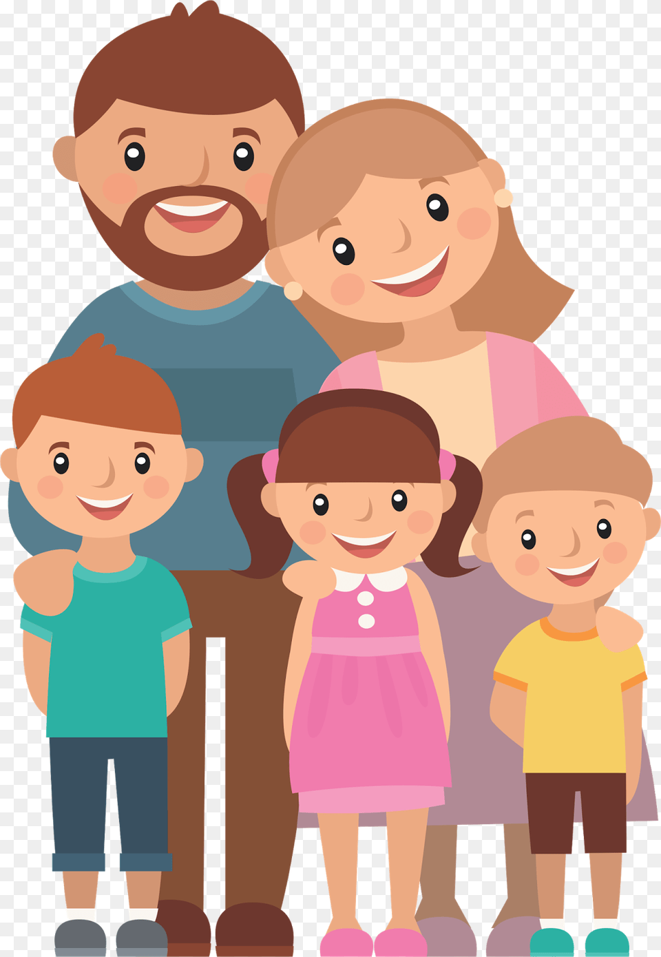 Clipart Family Of Five, Baby, Person, Face, Head Free Png Download