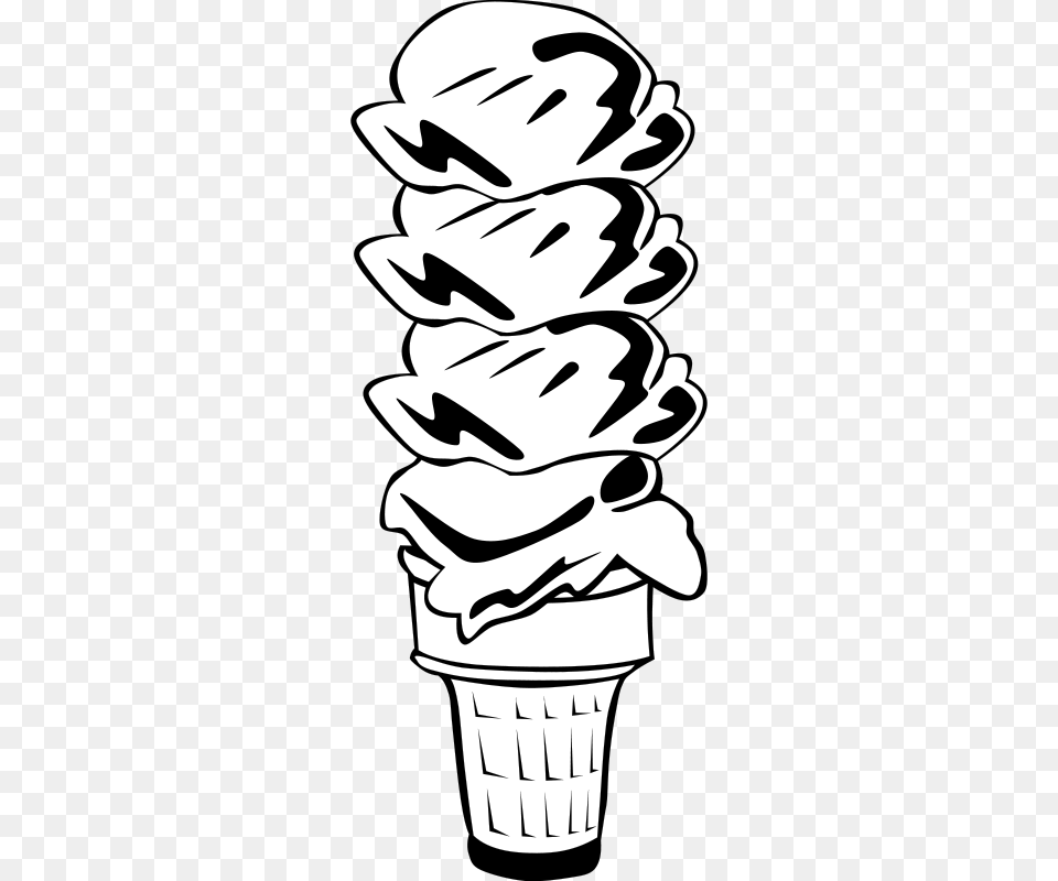 Clipart Fast Food Desserts Ice Cream Cone Quad Gerald G, Stencil, Dessert, Ice Cream, Person Png