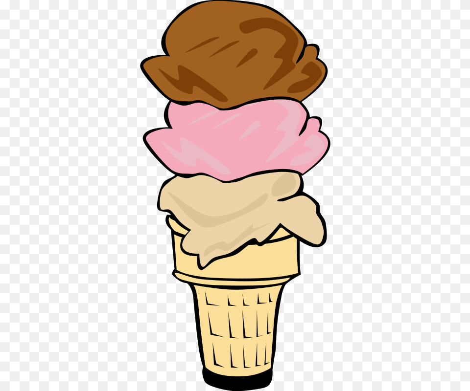 Clipart Fast Food Desserts Ice Cream Cone Triple Gerald G, Dessert, Ice Cream, Soft Serve Ice Cream, Baby Png Image