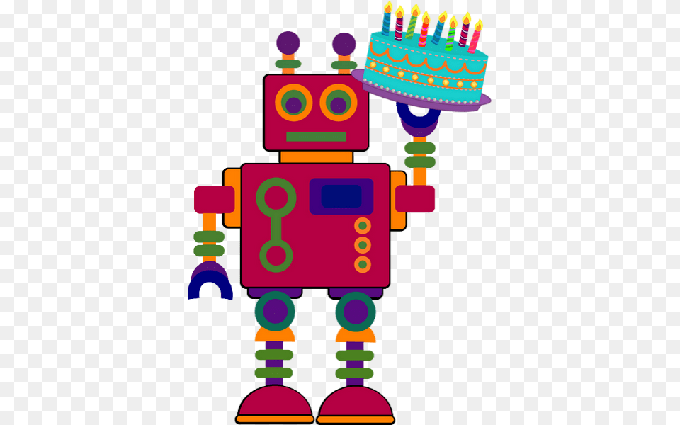 Clipart Feliz Color, Robot, Baby, Person, Birthday Cake Free Png Download