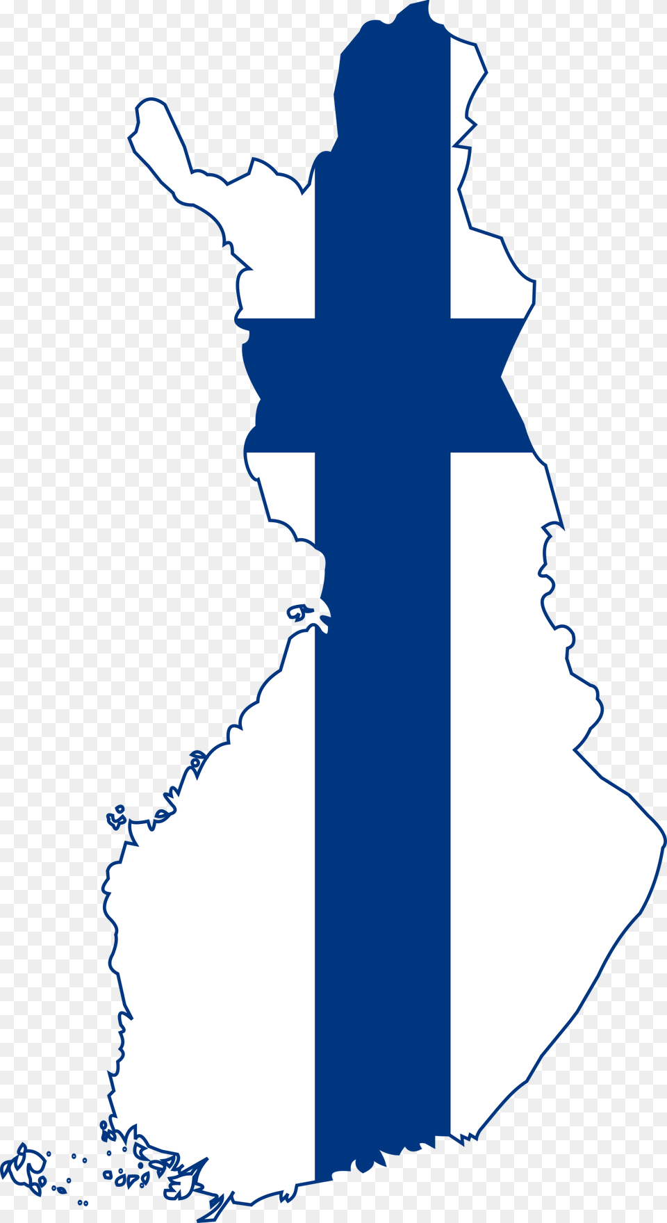 Clipart Finland Map With Flag Country Western Clip Finland Map With Flag, Silhouette, Cross, Symbol, Adult Free Transparent Png