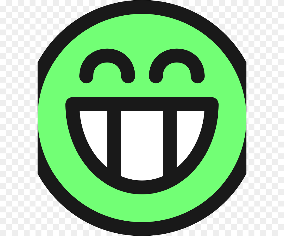 Clipart Flat Grin Smiley Emotion Icon Emoticon Qubodup, Logo, Green, Symbol, Disk Free Png