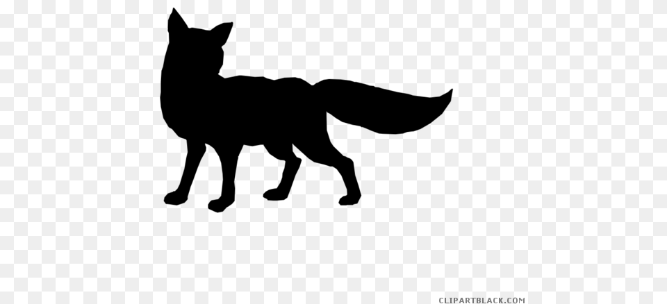 Clipart Fox Silhouette Black And White Fox Clip Art, Gray Free Transparent Png