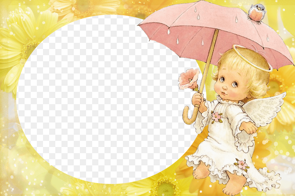 Clipart Frames Angel Download Pink Angel Frame, Toy, Doll, Face, Person Free Transparent Png