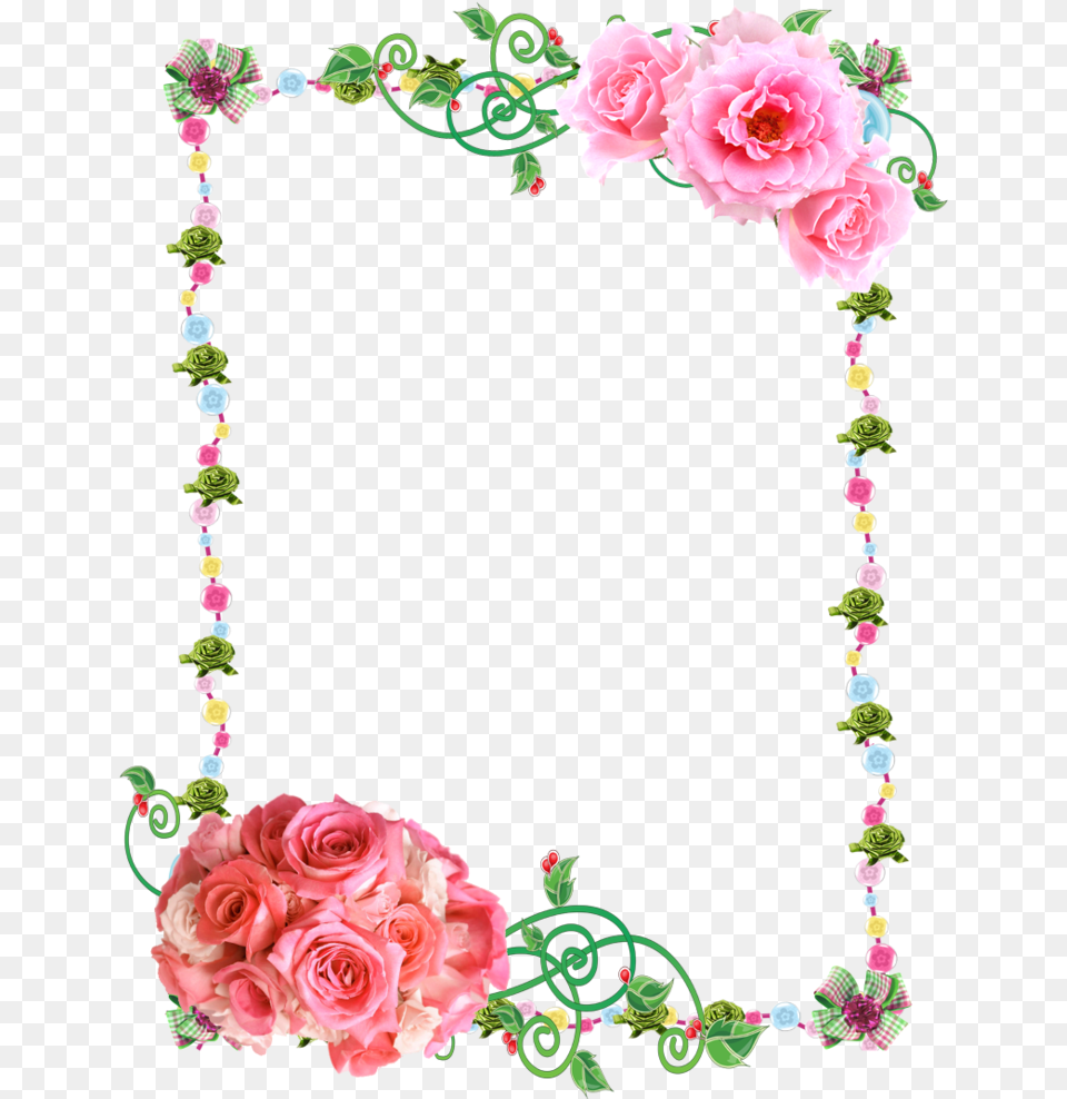 Clipart Frames Pink Rose Rose Flower Frame, Plant, Pattern, Graphics, Flower Arrangement Free Png Download