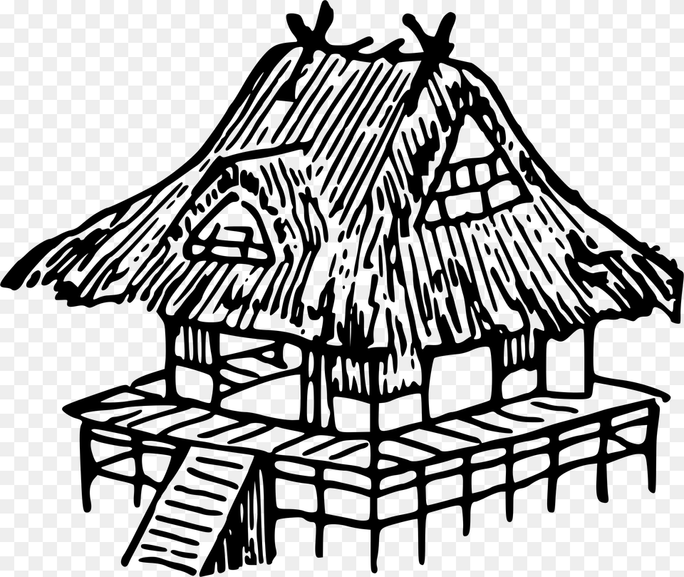 Clipart Freeuse Download Japanese House Drawing At Nipa Hut House Drawing, Gray Free Transparent Png