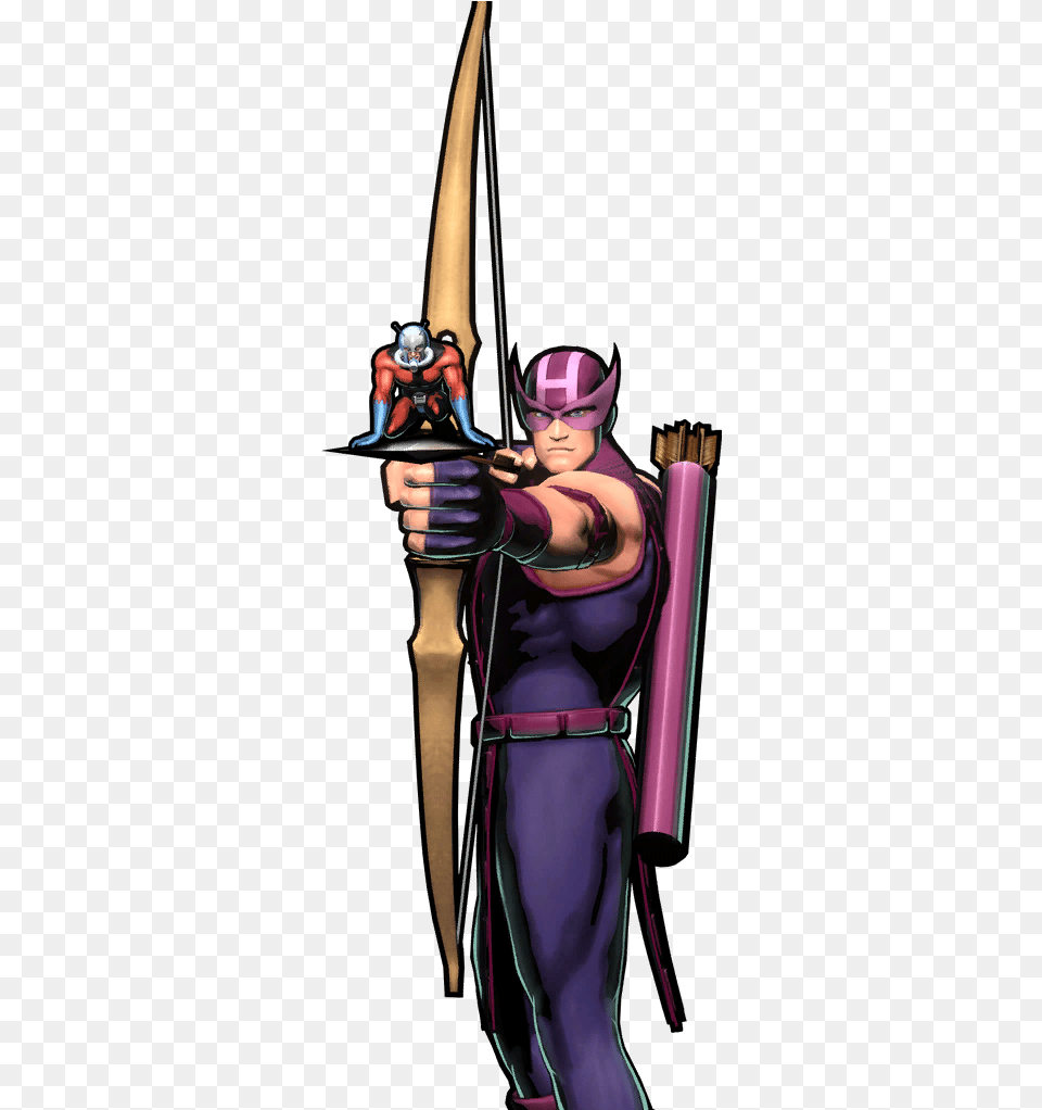 Clipart Freeuse Hawkeye Transparent Marvel Vs Capcom Hawkeye Capcom, Adult, Weapon, Sport, Person Png Image