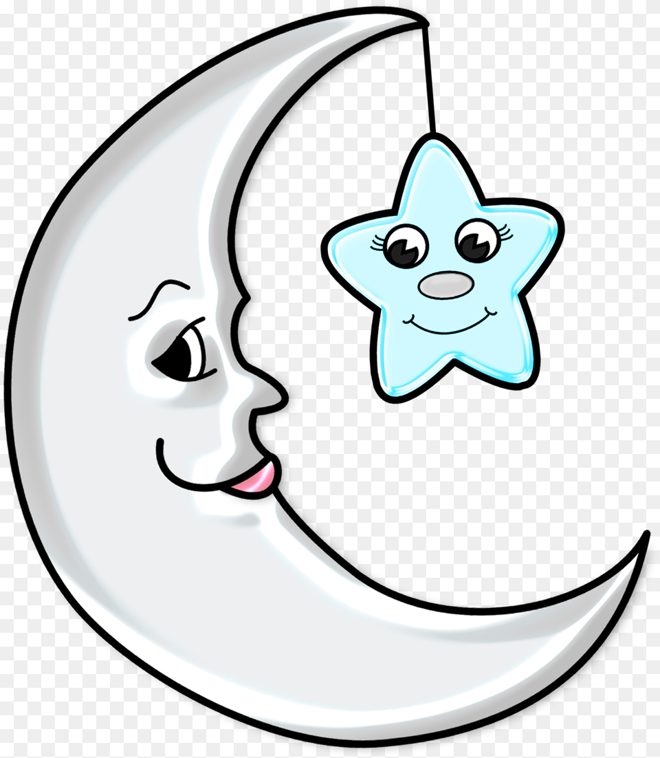 Clipart Freeuse Stock Cute Moon With Star Transparent Moon And Stars Drawing, Astronomy, Nature, Night, Outdoors Free Png Download