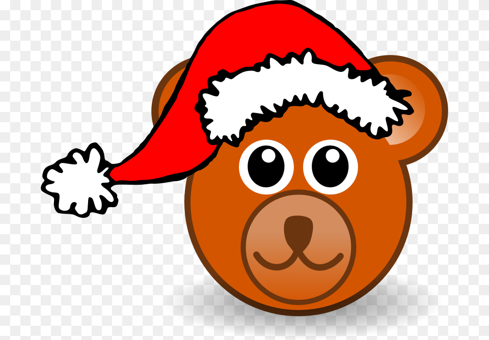 Clipart Funny Teddy Bear Face Brown With Santa Claus Hat, Baby, Person, Head, Pirate Free Transparent Png