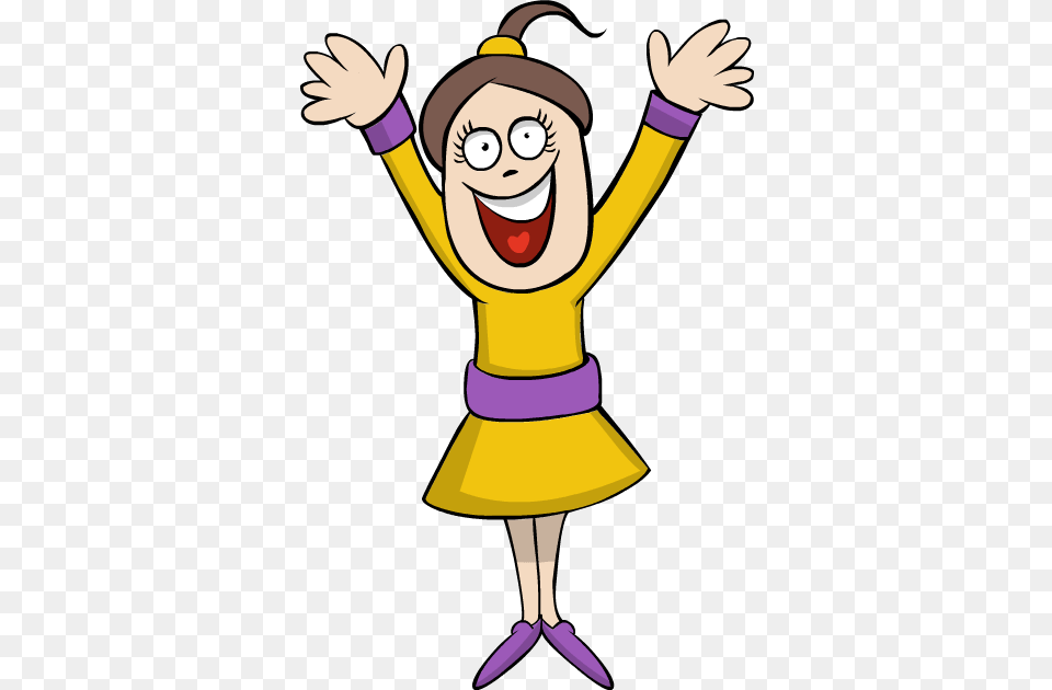 Clipart Girl Excited A Very Happy Jumping On Air Waving Its Stock, Person, Cartoon, Dancing, Leisure Activities Free Transparent Png