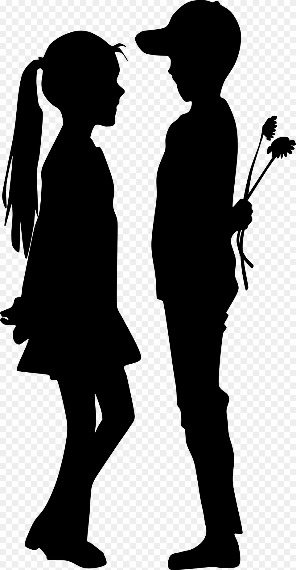 Clipart Girl Silhouette 20 Cliparts Boy Giving Flowers To Girl, Lighting, Nature, Night, Outdoors Free Png