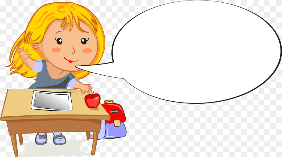 Clipart Girl Sitting At School Desk, Publication, Book, Comics, Person Png Image