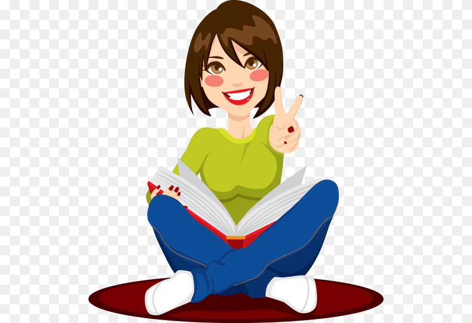 Clipart Girl Study Girl Studying Images Cartoon, Reading, Person, Baby, Book Png