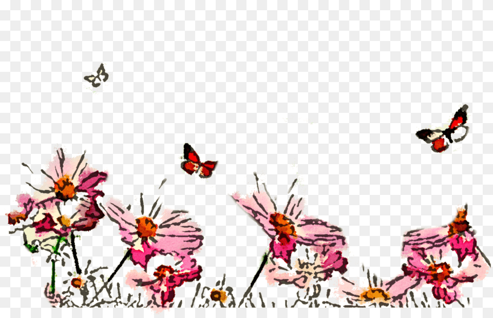 Clipart Grass Butterfly High Resolution Floral Watercolor, Art, Floral Design, Graphics, Pattern Free Png Download