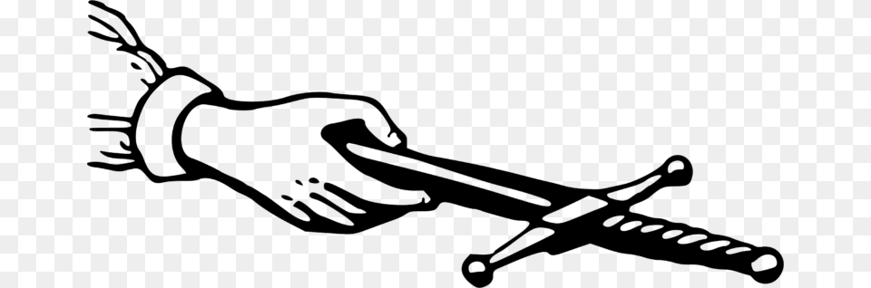 Clipart Hand Offering A Dagger, Gray Free Transparent Png