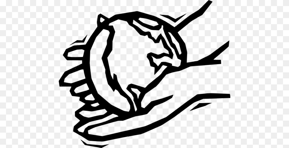 Clipart Hands Holding World, Gray Png