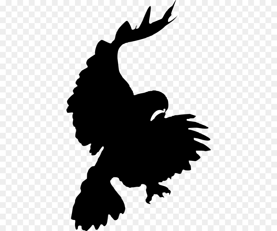 Clipart Hawk Pouncing Silhouette Choochus, Gray Free Transparent Png