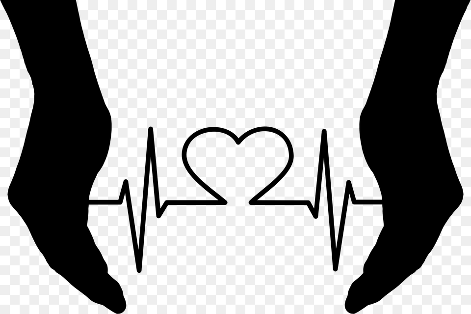 Clipart Heart With Ekg Heart In Hands Silhouette Png