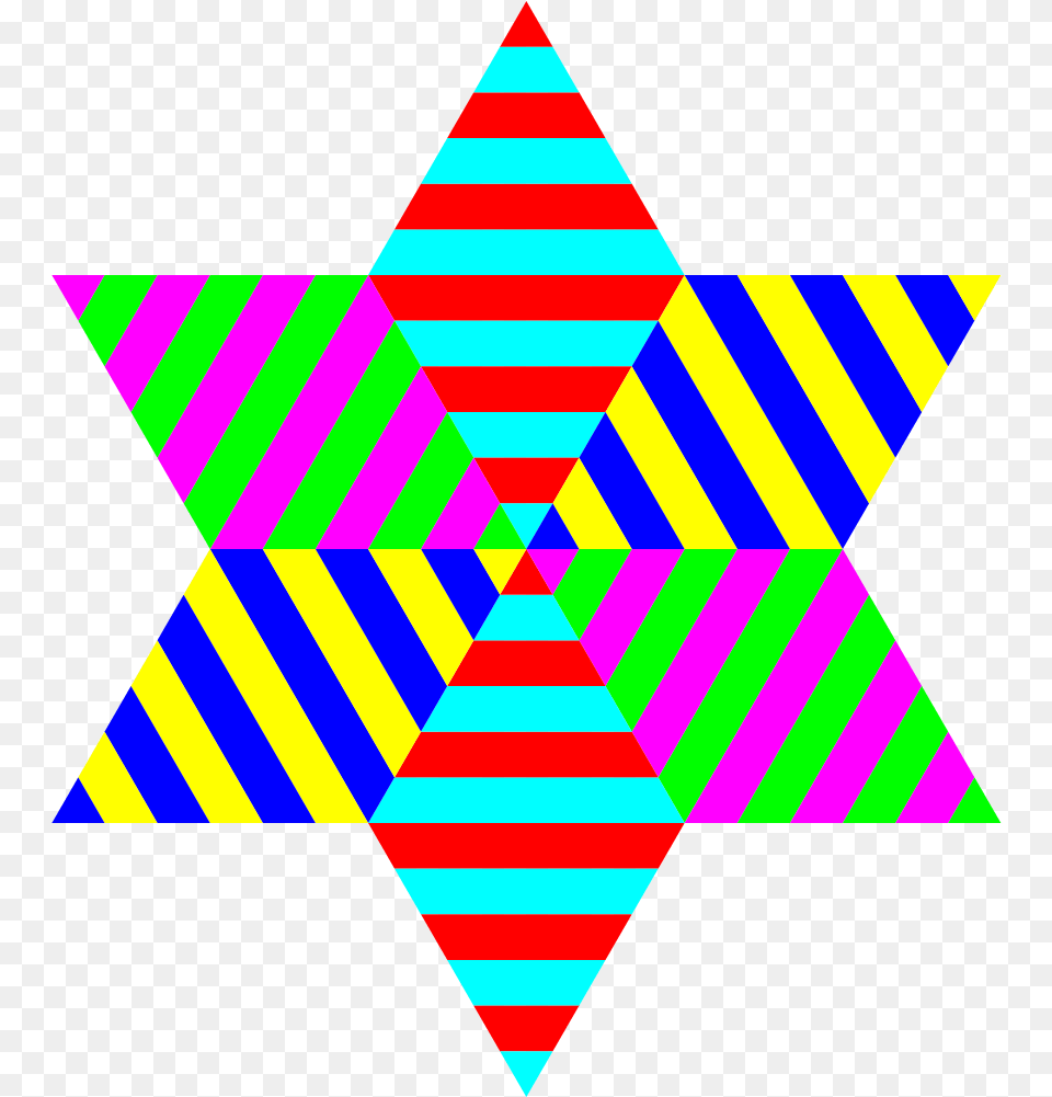 Clipart Hexagram Triangle Stripes Microsoft Office Estrellas De Multicolores Arcoiris, Pattern, Symbol Free Png