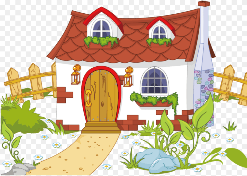 Clipart House Cottage House With Garden Clipart, Architecture, Building, Housing, Outdoors Free Png Download