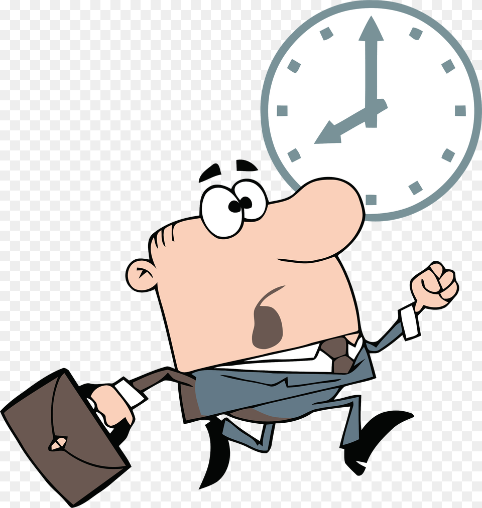 Clipart Image Business Man Racing The Clock To Get Late Clip Art, Bag, Accessories, Handbag, Briefcase Free Png