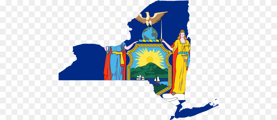 Clipart Info New York Map State Flag Full Size New York State Flag, Adult, Art, Female, Person Free Transparent Png