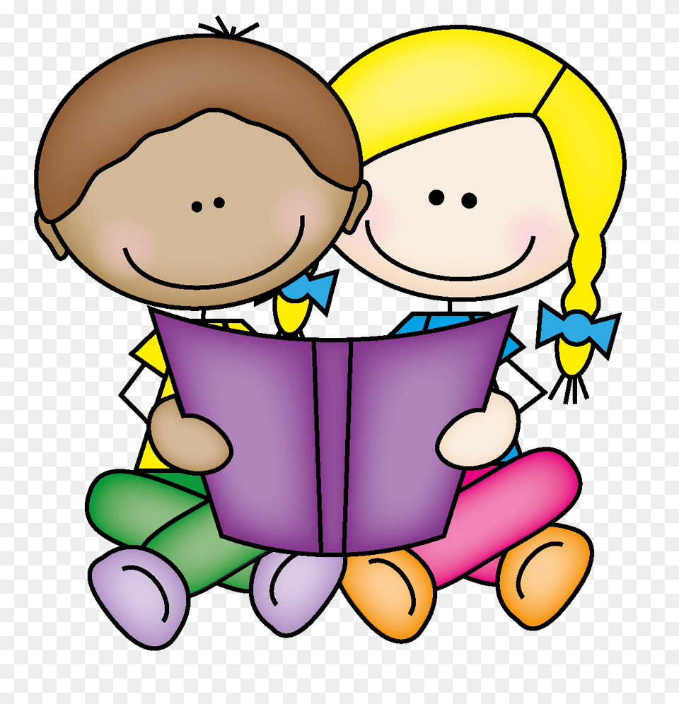 Clipart Kids Reading Books, Person, Baby, Face, Head Free Png Download